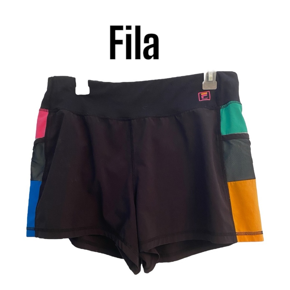 Fila Black & Color block Running Shorts sz L